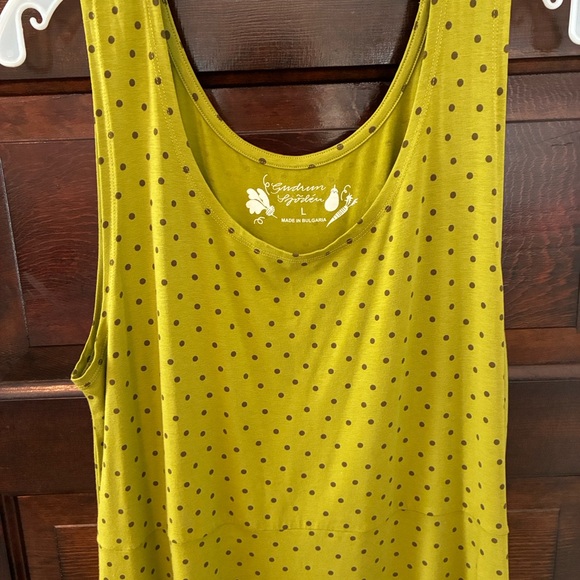 Gudrun Sjoden Green with brown Polka Dots Sleeveless Midi Dress - Picture 2 of 8